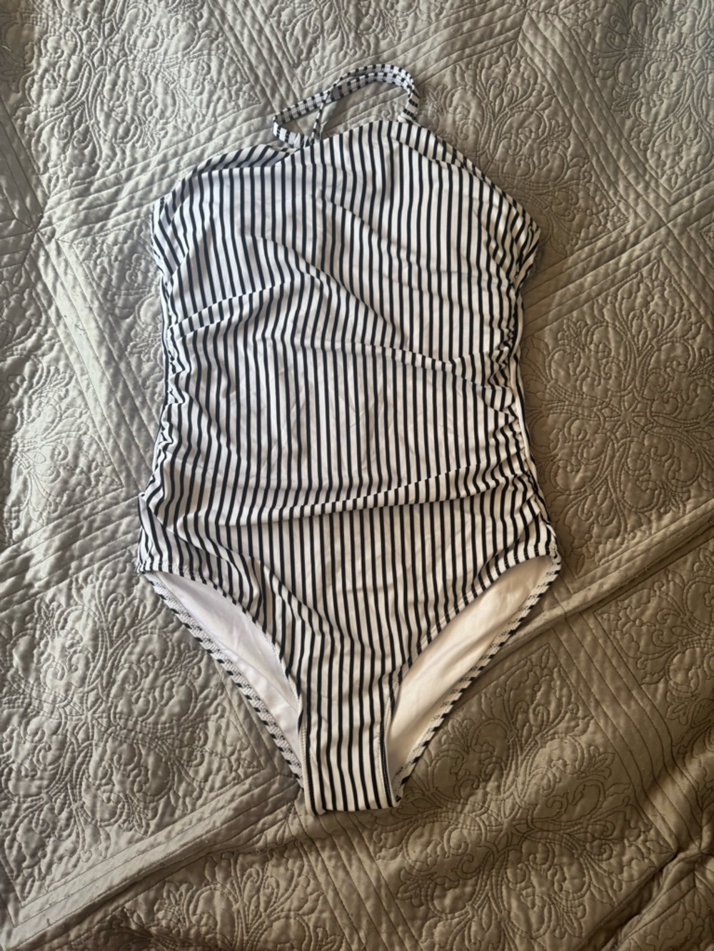 Striped Black & White One-Piece Swimsuit